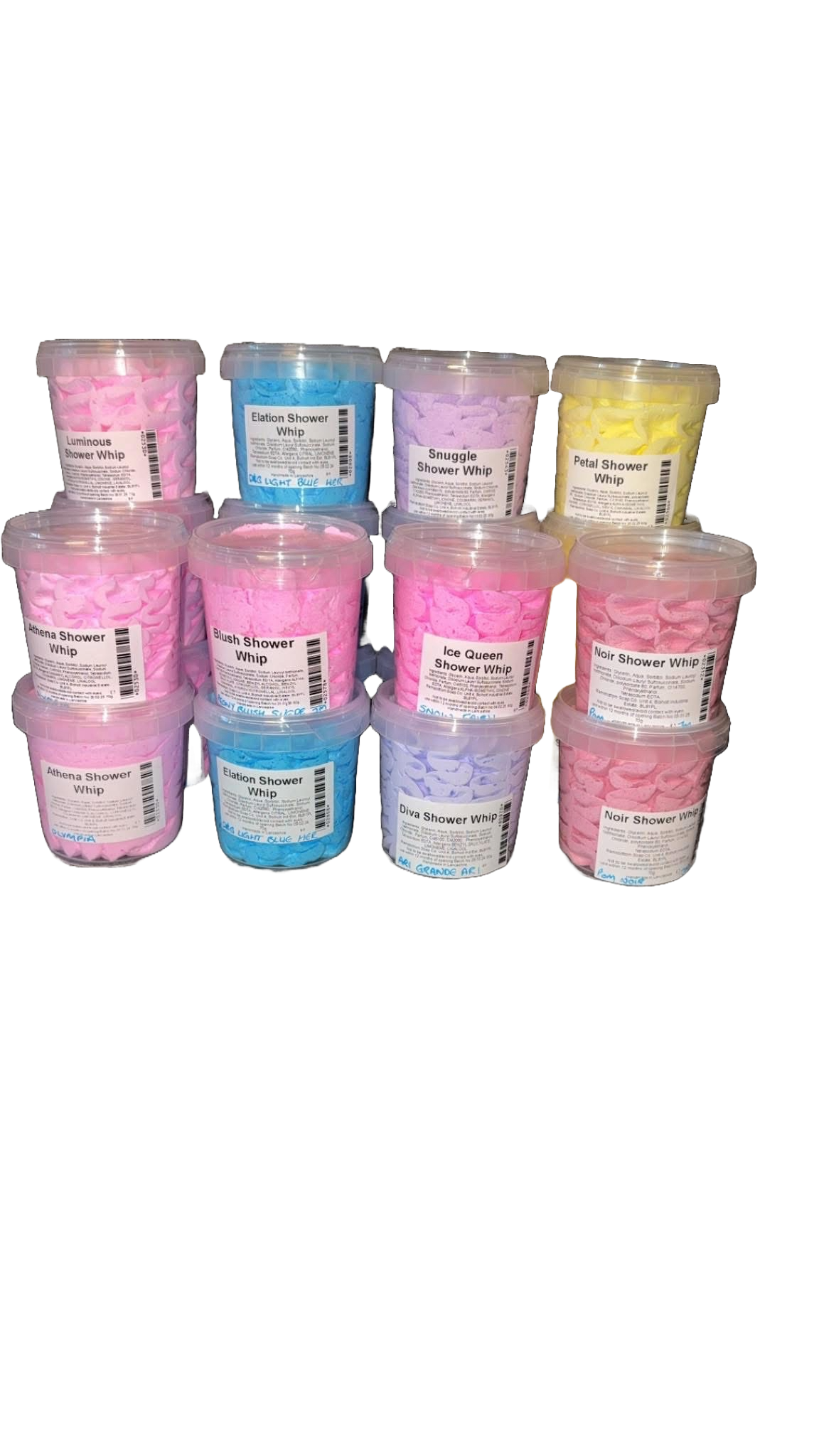 Creamy scented shower whip for luxurious bath experience