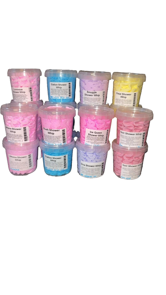 Creamy scented shower whip for luxurious bath experience